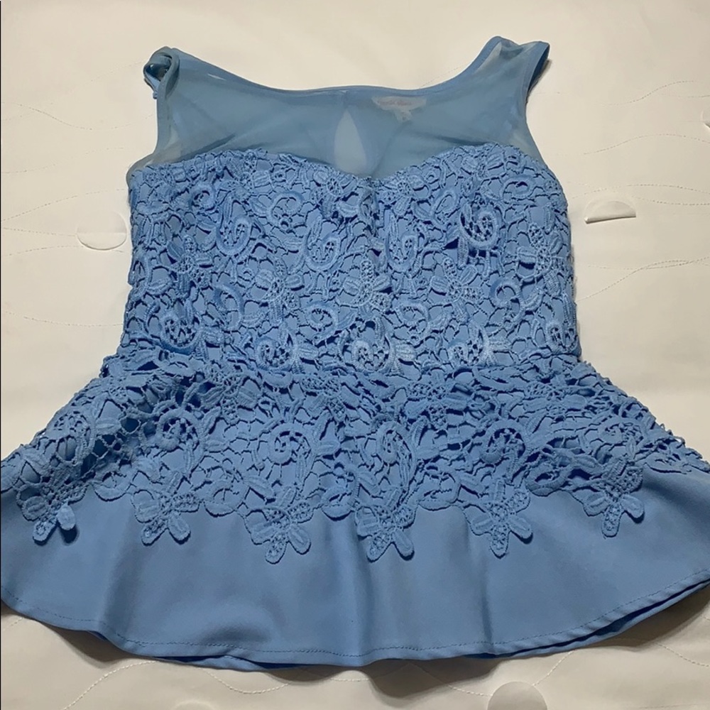 Peplum blue lace shirt